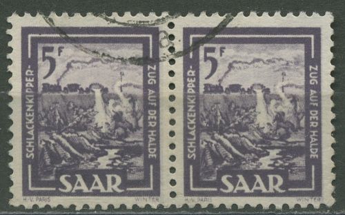 Saarland 1949 Industrie, Handel u. Landwirtschaft 276 waag. Paar gestempelt
