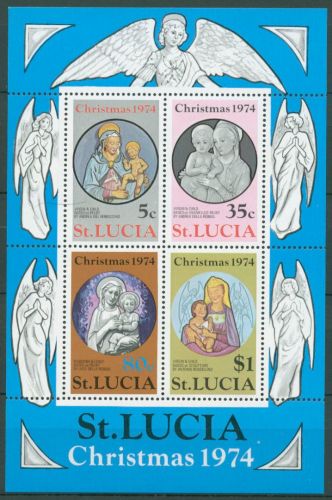 St. Lucia 1974 Weihnachten Gemälde Block 6 postfrisch (C64873)
