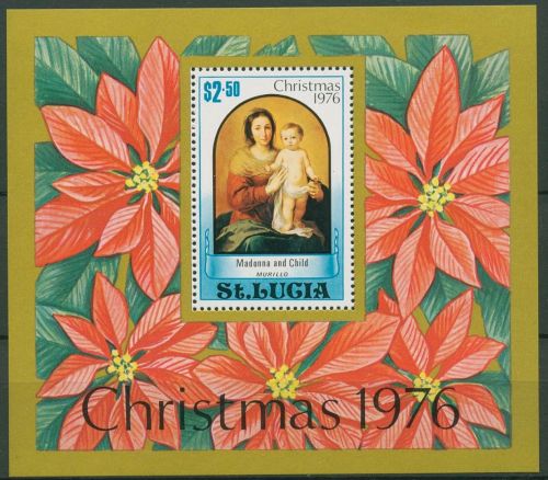 St. Lucia 1976 Weihnachten Gemälde Block 10 postfrisch (C94045)