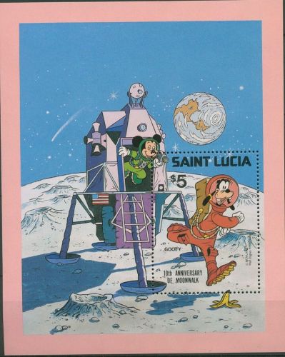 St. Lucia 1980 Walt Disney Comic Mondlandung Block 21 postfrisch (C94055)