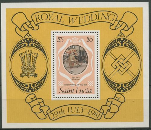 St. Lucia 1981 Hochzeit Prinz Charles Lady Diana Block 29 postfrisch (C94064)