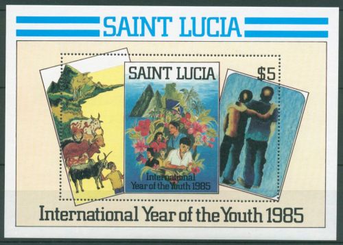 St. Lucia 1985 Jahr der Jugend Tiere Landschaft Block 43 postfrisch (C64875)