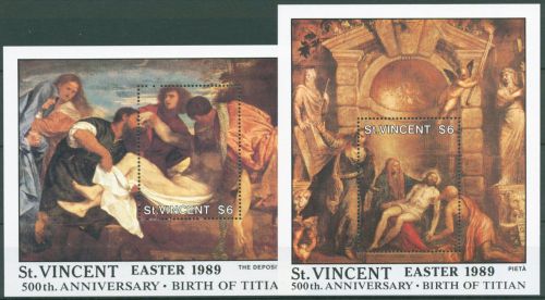 St. Vincent 1989 Ostern Gemälde Tizian Block 68/69 postfrisch (C64881)