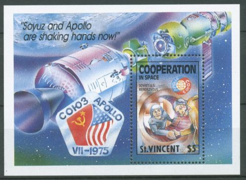 St. Vincent 1989 Weltraumforschung Apollo-Sojus Block 72 postfrisch (C64882)
