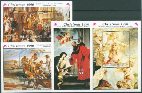 St. Vincent 1990 Weihnachten Gemälde Rubens Block 108/11 postfrisch (C64887)