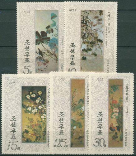 Korea (Nord) 1975 Gemälde Blumen, Tiere 1369/73 ungebraucht ohne Gummierung