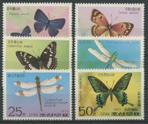 Korea (Nord) 1977 Tiere Insekten Schmetterlinge 1653/58 postfrisch