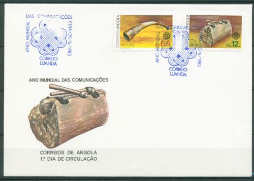 Angola 1983 Weltkommunikationsjahr Trommel Horn 679/80 FDC (X60966)