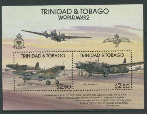Trinidad & Tobago 1991 Weltkrieg Militärflugzeuge Block 42 postfrisch (C64981)