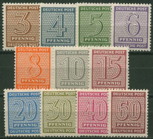 SBZ West-Sachsen 1945 Freimarken Ziffern mit WZ Y 126/37 Y postfrisch