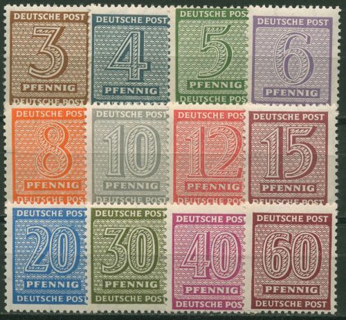 SBZ West-Sachsen 1945 Freimarken Ziffern mit WZ X 126/37 X postfrisch