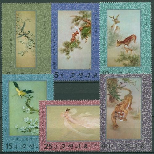 Korea (Nord) 1976 Kunststickerei Tiere 1544/49 A postfrisch, leicht bügig