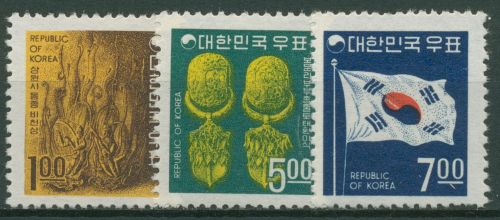 Korea (Süd) 1968 Landessymbole Relief Flagge 605/07 postfrisch