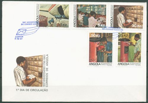 Angola 1983 185 Jahre angolanische Post Flugzeug Briefkasten 686/90 FDC (X60970)