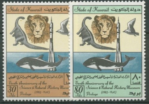 Kuwait 1982 Wissenschaftsmuseum Löwe Vogel Wal Saurier 936/37 postfrisch