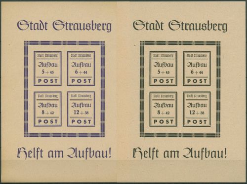Strausberg 1946 Wiederaufbau Block 1/2 II postfrisch
