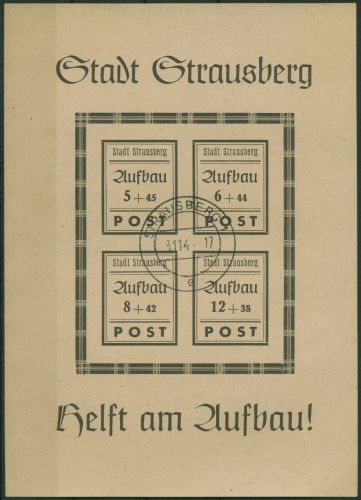 Strausberg 1946 Wiederaufbau Block 2 I gestempelt