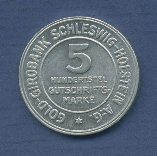 Schleswig-Holstein 5 Hundertstel Gutschriftsmarke 1923, J N38 fast st (m6803)