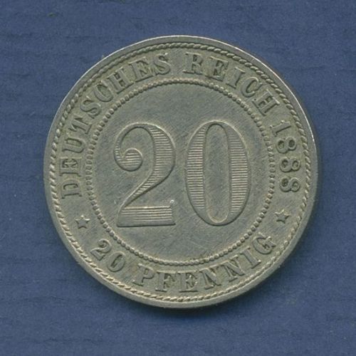 Deutsches Reich 20 Pfennig 1888 A, Kursmünze J 6, ss (m6802)
