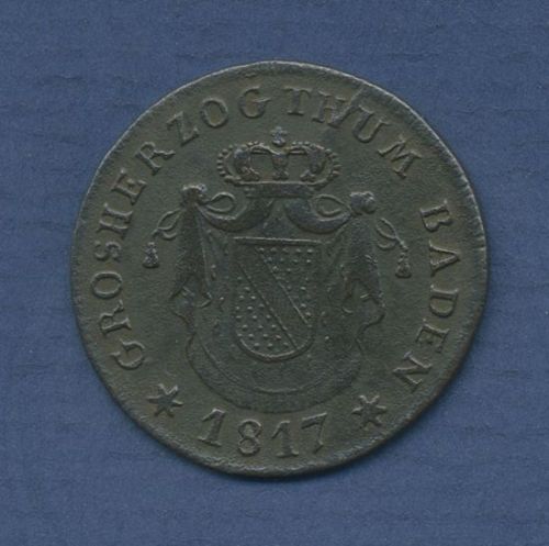 Baden Großherzogtum Kreuzer 1817, Carl Ludwig Friedrich, J 17 b ss (m6813)