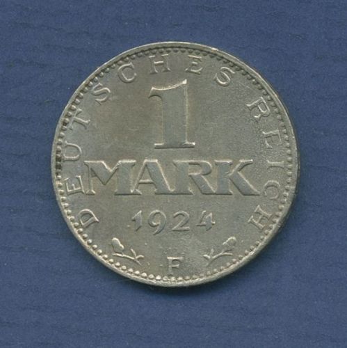Deutsches Reich Weimar 1 Mark Silber 1924 F, J 311 vz (m6820)