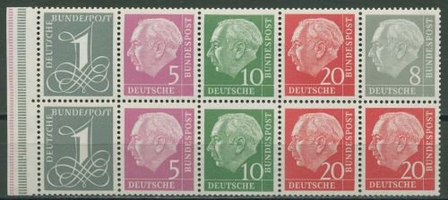 Bund 1960 Heuss/Ziffer WZ Y Type II Heftchenblatt H.-Bl. 8 YII RLV II postfrisch