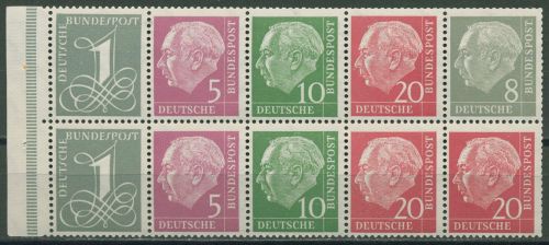 Bund 1960 Heuss/Ziffer WZ Y, Type I Heftchenblatt H.-Bl. 8 Y I RLV II postfrisch