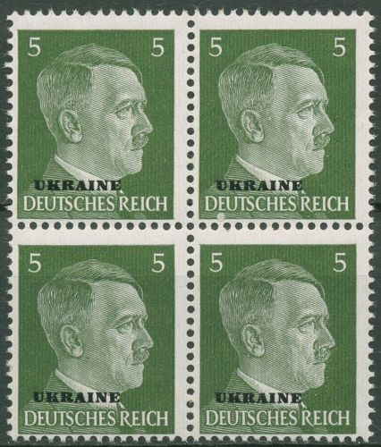 Ukraine 1941 Freimarke Hitler mit Aufdruck 4er-Block 4 postfrisch