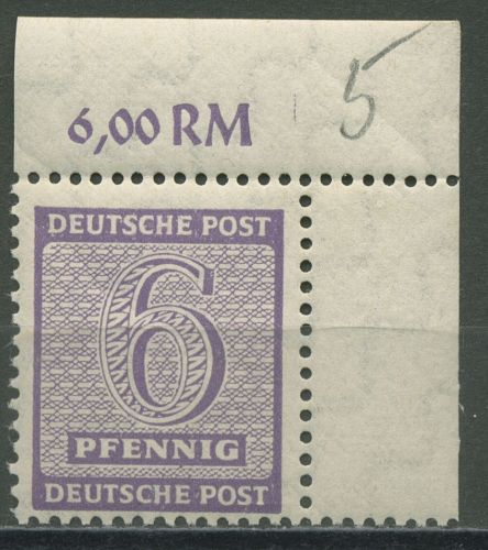 SBZ West-Sachsen 1945 Ziffern 129 X w Ecke ob. re. postfrisch nicht durchgezähnt