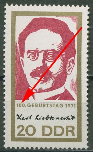 DDR 1971 100. Geb. Liebknecht/Luxemburg mit Plattenfehler 1650 F 45 postfrisch
