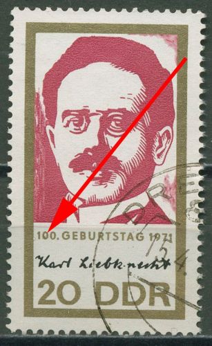 DDR 1971 100. Geb. Liebknecht/Luxemburg mit Plattenfehler 1650 F 45 gestempelt