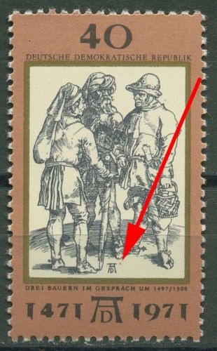 DDR 1971 500. Geb. Albrecht Dürers m. Plattenfehler 1673 F 45 postfrisch