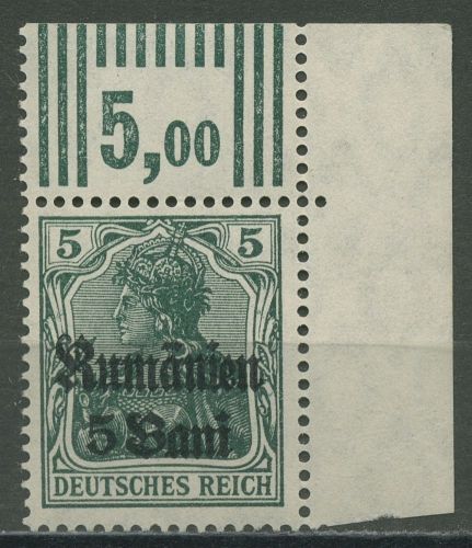 Militärverwaltung in Rumänien 1918 Germania Walze 8 a Ecke W OR 3'7'3 mit Falz