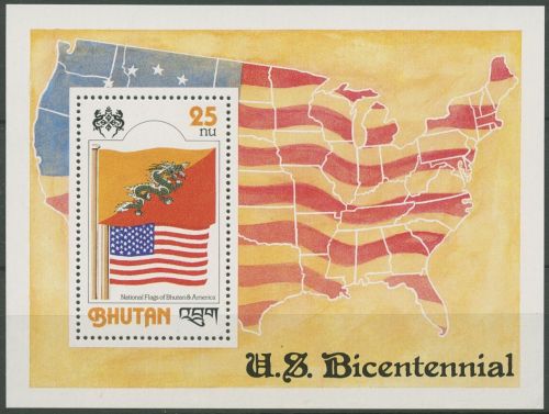 Bhutan 1978 Unabhängigkeit USA Block 78 A postfrisch (C98250)