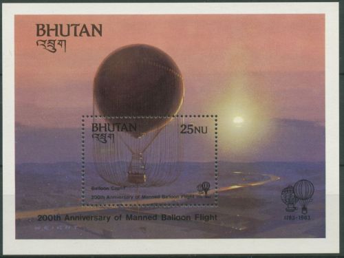 Bhutan 1983 200 Jahre Luftfahrt: Ballonfahrt Block 99 A postfrisch (C30090)