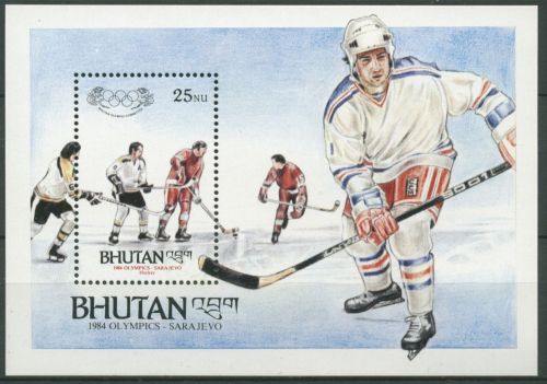 Bhutan 1984 Olympia Sarajevo Eishockey Block 105 A postfrisch (C30099)