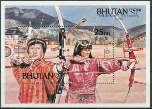 Bhutan 1984 Olympia Los Angeles Bogenschießen Block 112 C postfrisch (C30089)