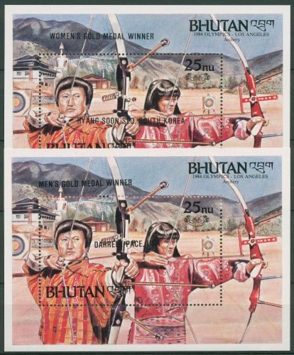 Bhutan 1986 Olympia Los Angeles Medaillengewinner Bl.127/28 postfrisch (C65031)
