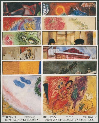 Bhutan 1987 Gemälde Marc Chagall Block 145/56 postfrisch (C65032)