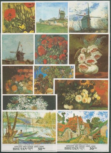 Bhutan 1991 Gemälde Vincent van Gogh Block 324/35 postfrisch (C65038)