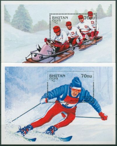 Bhutan 1997 Goldmedaillengewinner Winterspiele Block 362/63 postfrisch (C30096)