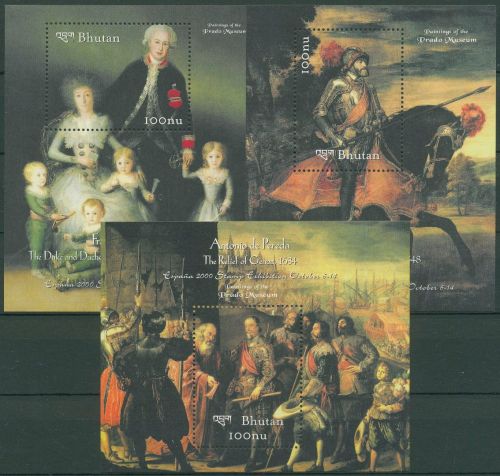 Bhutan 2000 ESPANA Gemälde Prado-Museum Block 436/38 postfrisch (C65043)