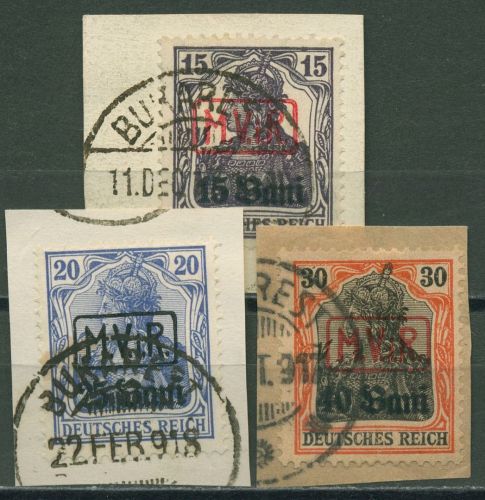 Militärverwaltung in Rumänien 1917 Germania mit Aufdruck 1/3 Briefstücke