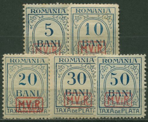Militärverwaltung in Rumänien 1918 Portomarken P 1/5 mit Falz, kl. Fehler