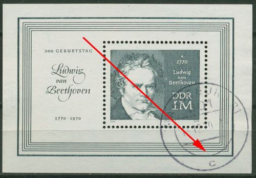 DDR 1970 Beethoven mit Plattenfehler Block 33 a gestempelt (C81196)