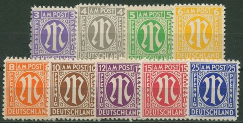 Bizone 1945 AM-POST: Amerikanischer Druck 1/9 z, Papier z postfrisch