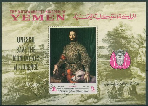 Jemen (Königreich) 1968 Florentinische Gemälde Block 80 gestempelt (C65082)