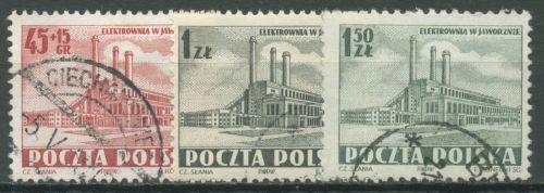 Polen 1952 Industrie Elektrizitätswerk 764/66 gestempelt