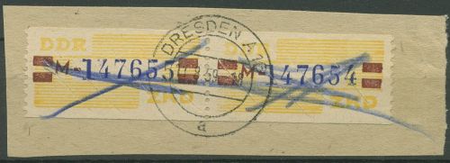 DDR 1959 Wertstreifen für den ZKD 25 M Paar gestempelt Briefstück
