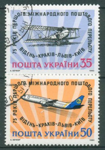 Ukraine 1993 Postflugzeuge Boing 737 Doppeldecker 98/99 gestempelt